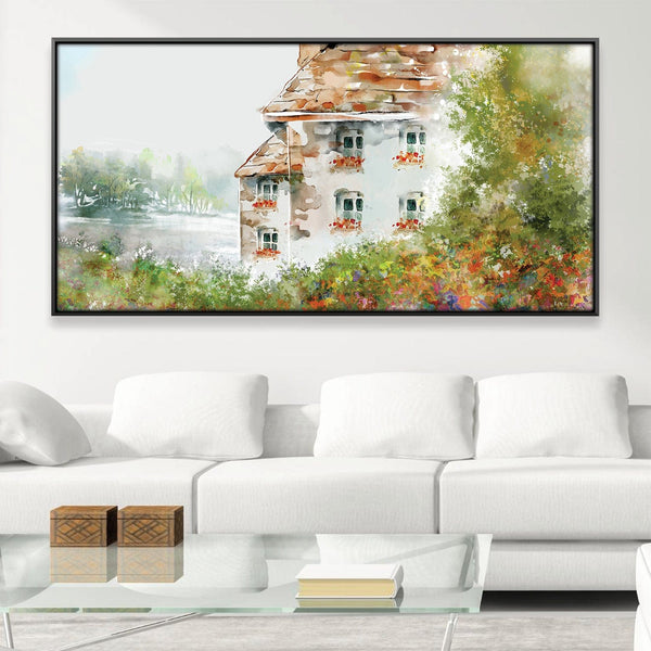 Meadowside Cottage Canvas Art 20 x 10in / Canvas Clock Canvas