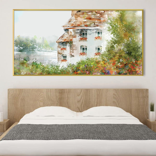 Meadowside Cottage Canvas Art Clock Canvas