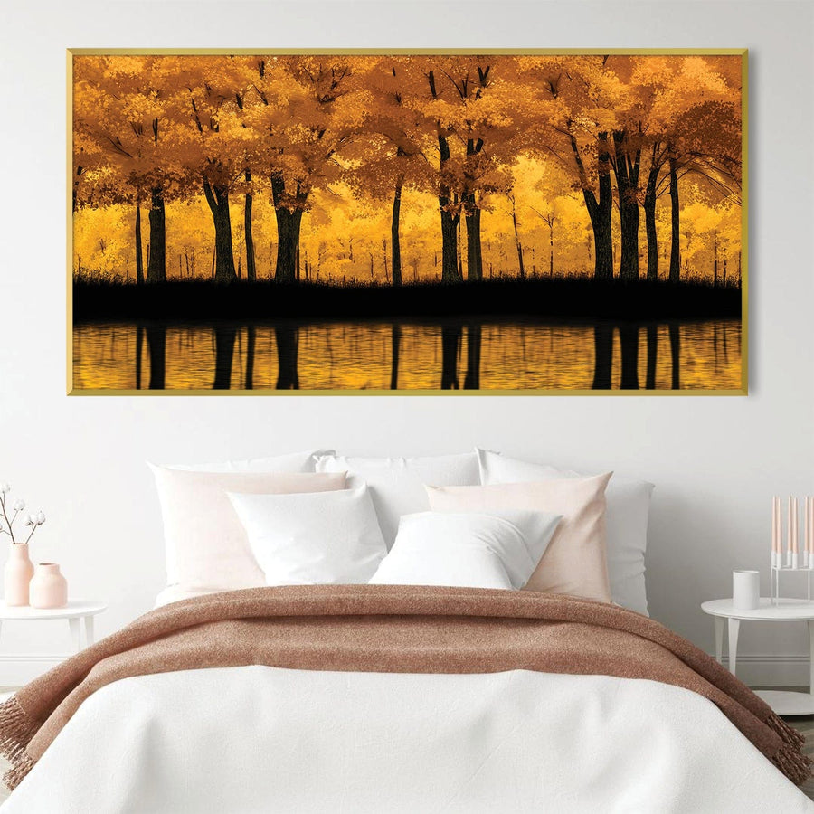 Mellow Gold Forest Canvas Art Clock Canvas