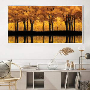 Mellow Gold Forest Canvas Art Clock Canvas