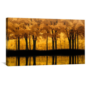 Mellow Gold Forest Canvas Art Clock Canvas