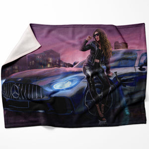 Mercedes Racer Blanket Blanket 75 x 100cm Clock Canvas