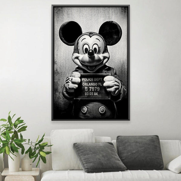 Mickey Mugshot Black Canvas Art Clock Canvas
