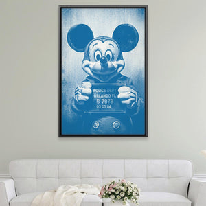 Mickey Mugshot Blue Canvas Art Clock Canvas