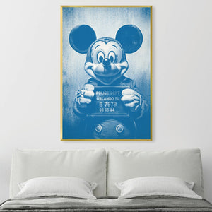 Mickey Mugshot Blue Canvas Art Clock Canvas