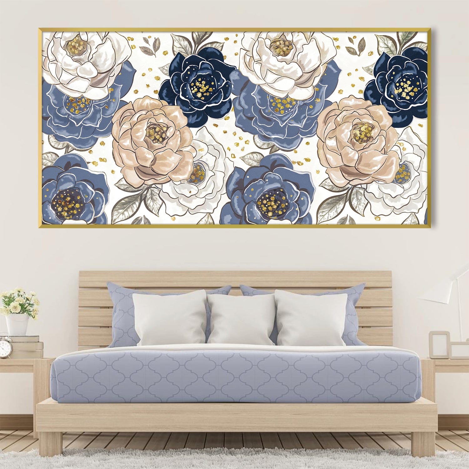 Midnight Blossoms Canvas Art Clock Canvas