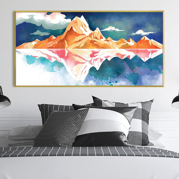 Mirrored Peaks Canvas Art Clock Canvas