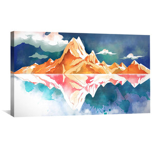 Mirrored Peaks Canvas Art Clock Canvas