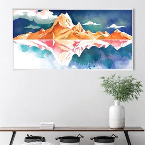 Mirrored Peaks Canvas Art Clock Canvas