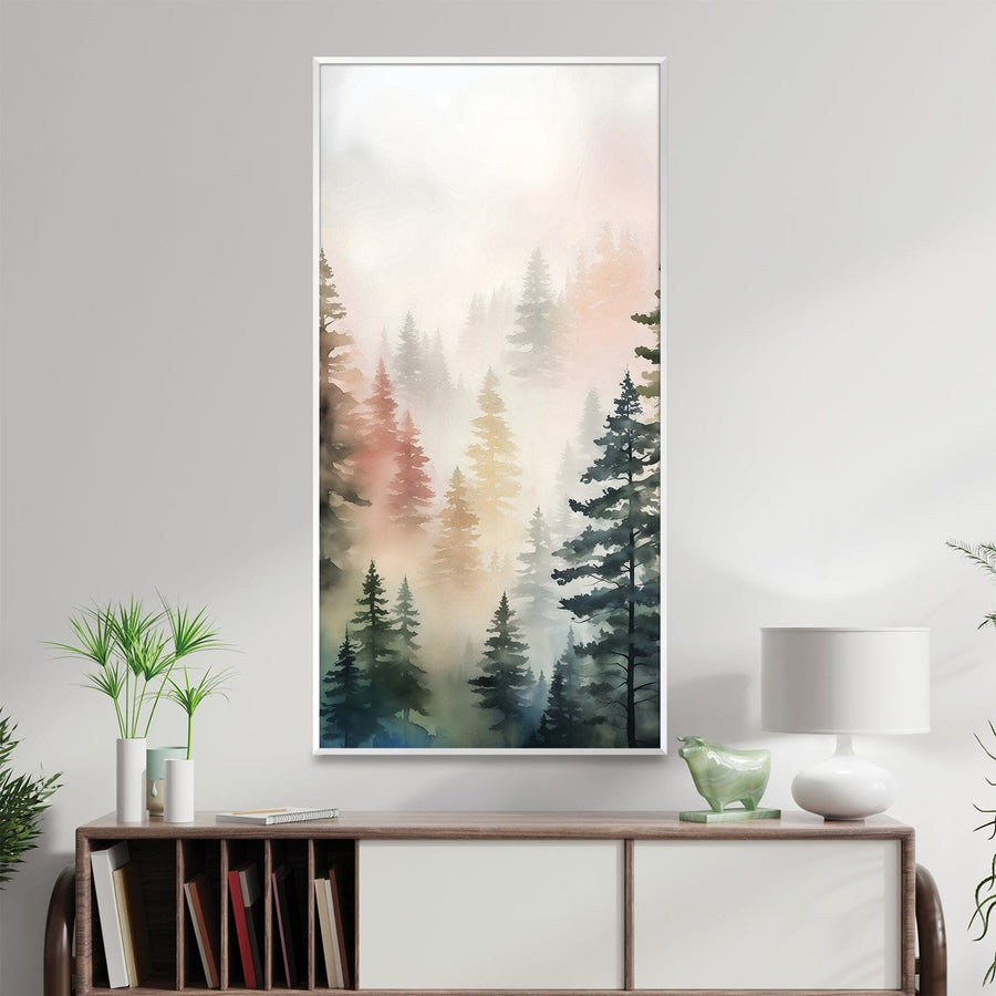 Mist Among The Pines Canvas Art Clock Canvas