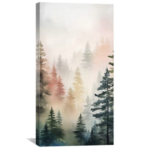 Mist Among The Pines Canvas Art Clock Canvas