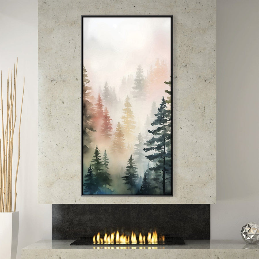 Mist Among The Pines Canvas Art Clock Canvas