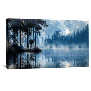 Mist on Moonlit Water Canvas Art Clock Canvas