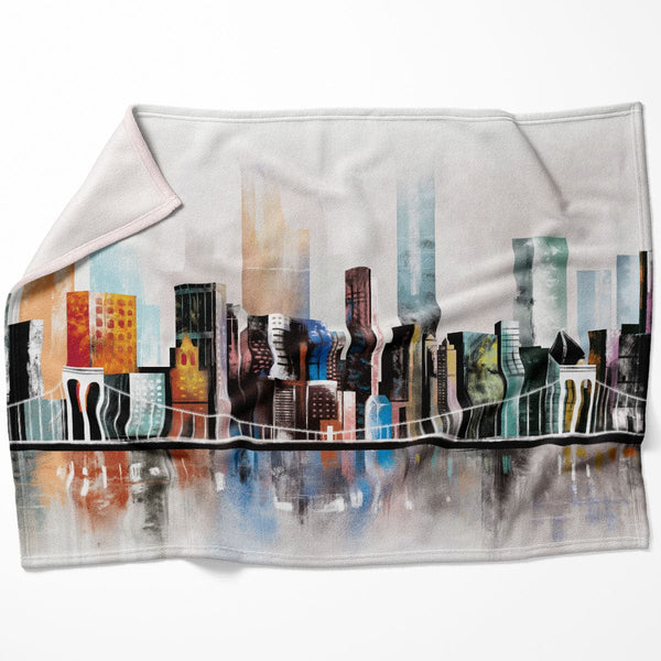 Modern Cityscape Blanket Blanket 75 x 100cm Clock Canvas