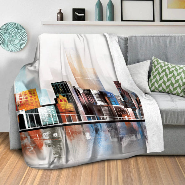 Modern Cityscape Blanket Blanket Clock Canvas