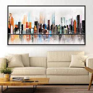 Modern Cityscape Canvas Art 50 x 25cm / Framed Prints Clock Canvas