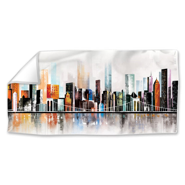 Modern Cityscape Easy Build Frame Posters, Prints, & Visual Artwork Fabric Print Only / 40 x 20in Clock Canvas