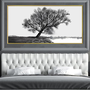 Monochrome Willow Canvas Art Clock Canvas