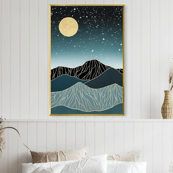 Moon In The Stars Canvas Art Clock Canvas