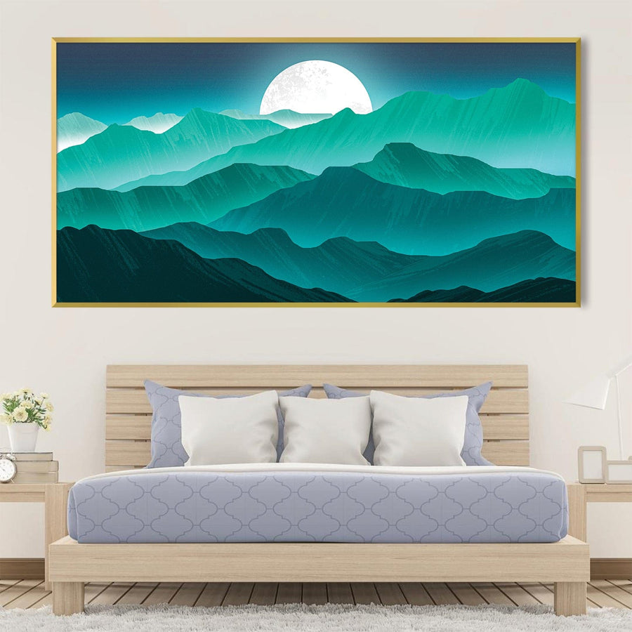 Moonglow Peaks Canvas Art Clock Canvas