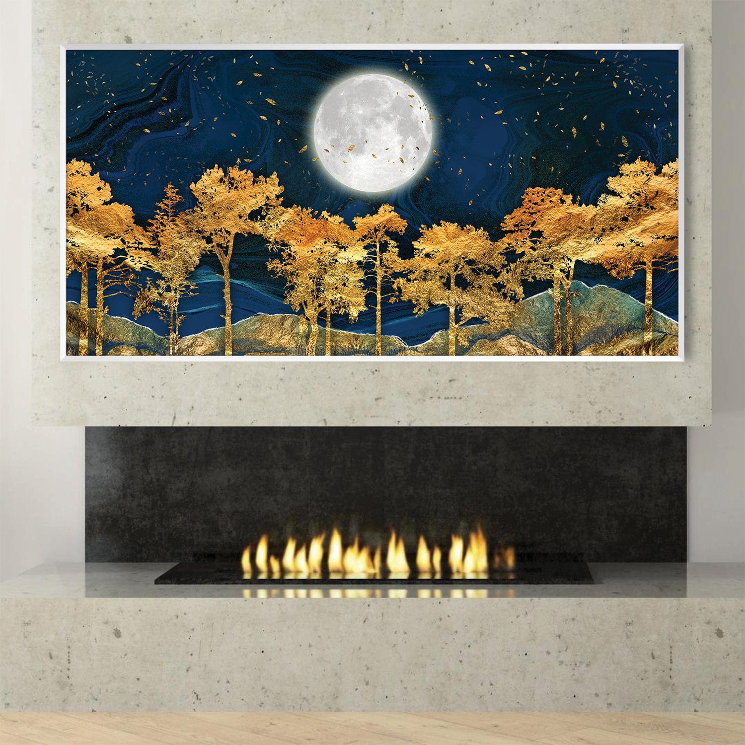 Moonlit Golden Forest Canvas Art Clock Canvas