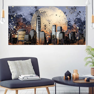 Moonlit Metropolis Canvas Art Clock Canvas