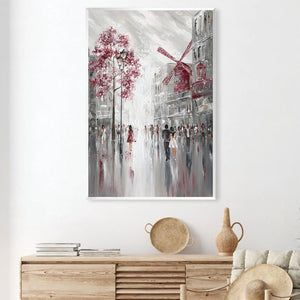 Moulin Rouge Streetscape Canvas Art Clock Canvas