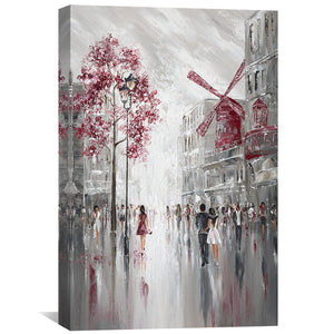 Moulin Rouge Streetscape Canvas Art Clock Canvas