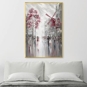 Moulin Rouge Streetscape Canvas Art Clock Canvas