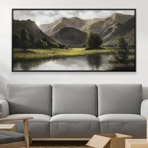 Mountain Bend River Canvas Art 20 x 10in / Canvas Clock Canvas