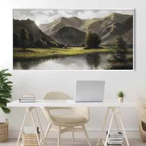 Mountain Bend River Canvas Art Clock Canvas