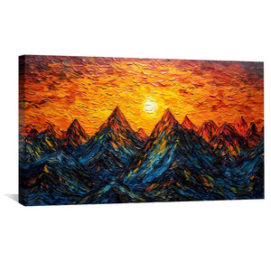 Mountain Sunset Canvas Art Clock Canvas