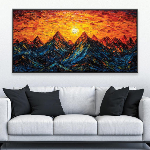 Mountain Sunset Canvas Art Clock Canvas