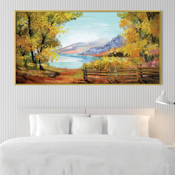 Mountain View Lake Canvas Art Clock Canvas