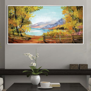 Mountain View Lake Canvas Art Clock Canvas