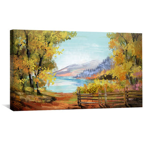 Mountain View Lake Canvas Art Clock Canvas