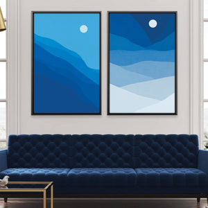 Natural Landscape Blue Canvas Art Clock Canvas