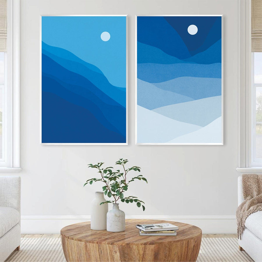 Natural Landscape Blue Canvas Art Clock Canvas
