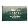 Never Stop Exploring Canvas Art Clock Canvas