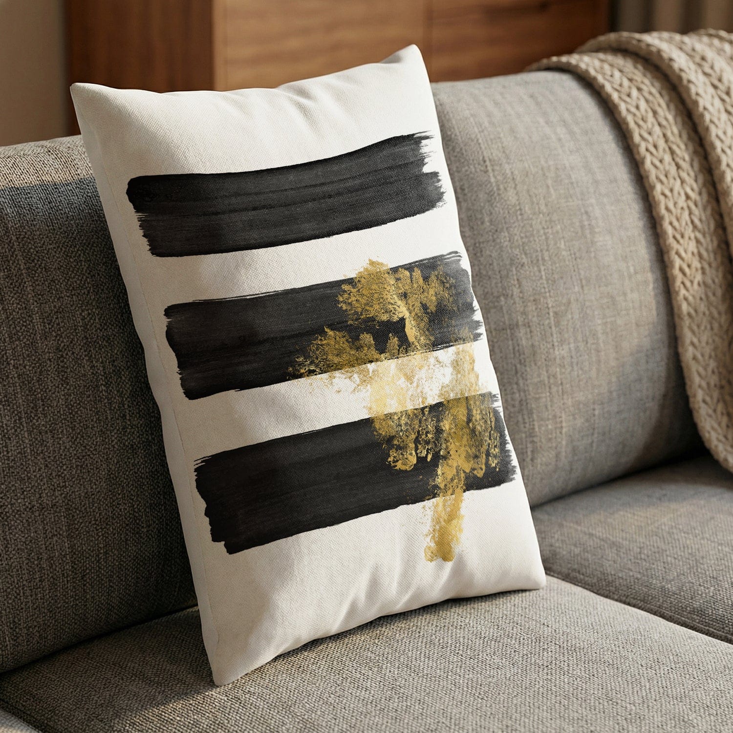 Noir Brush Work B Cushion Cushion 13 x 19in Clock Canvas