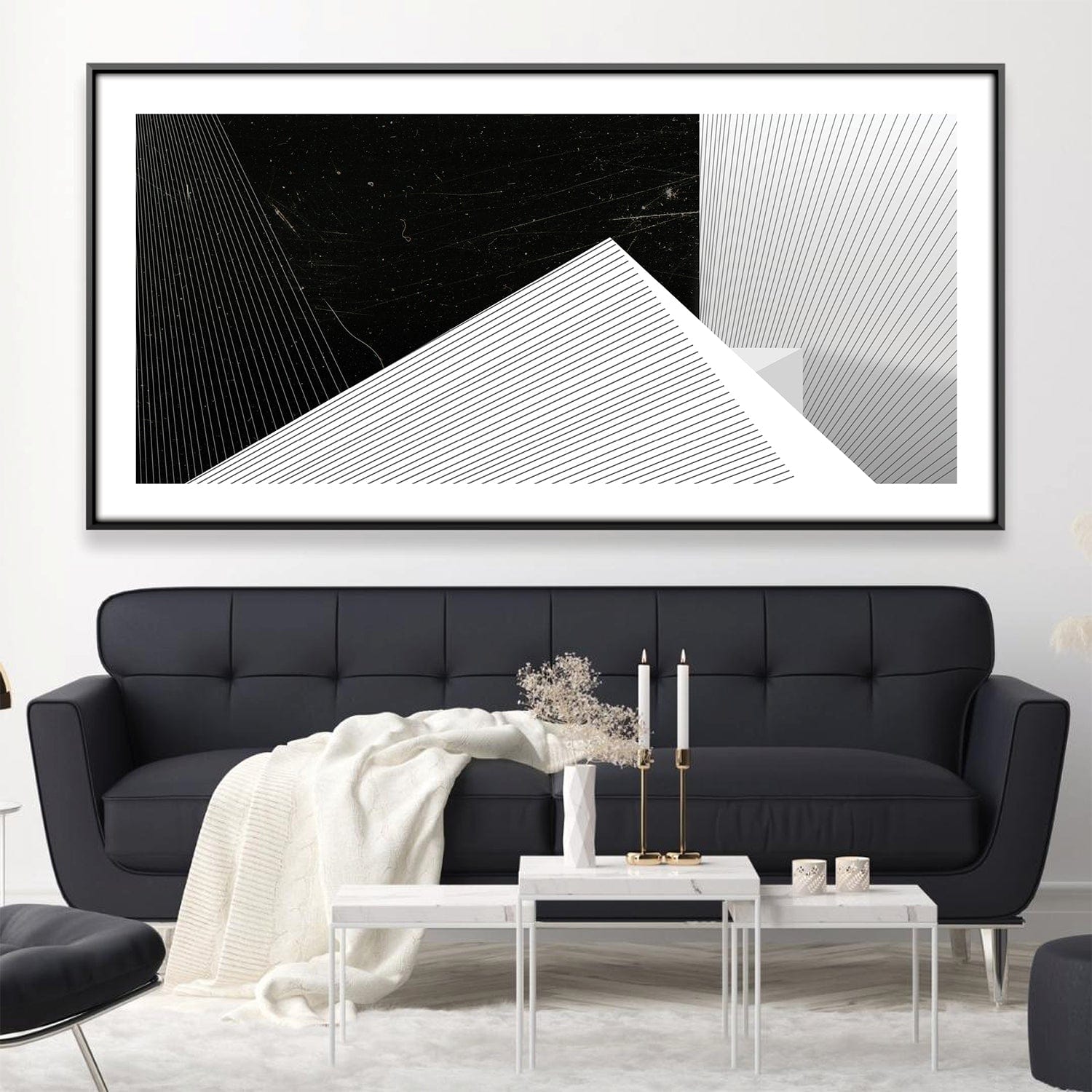 Noir Geometry Canvas Art Clock Canvas