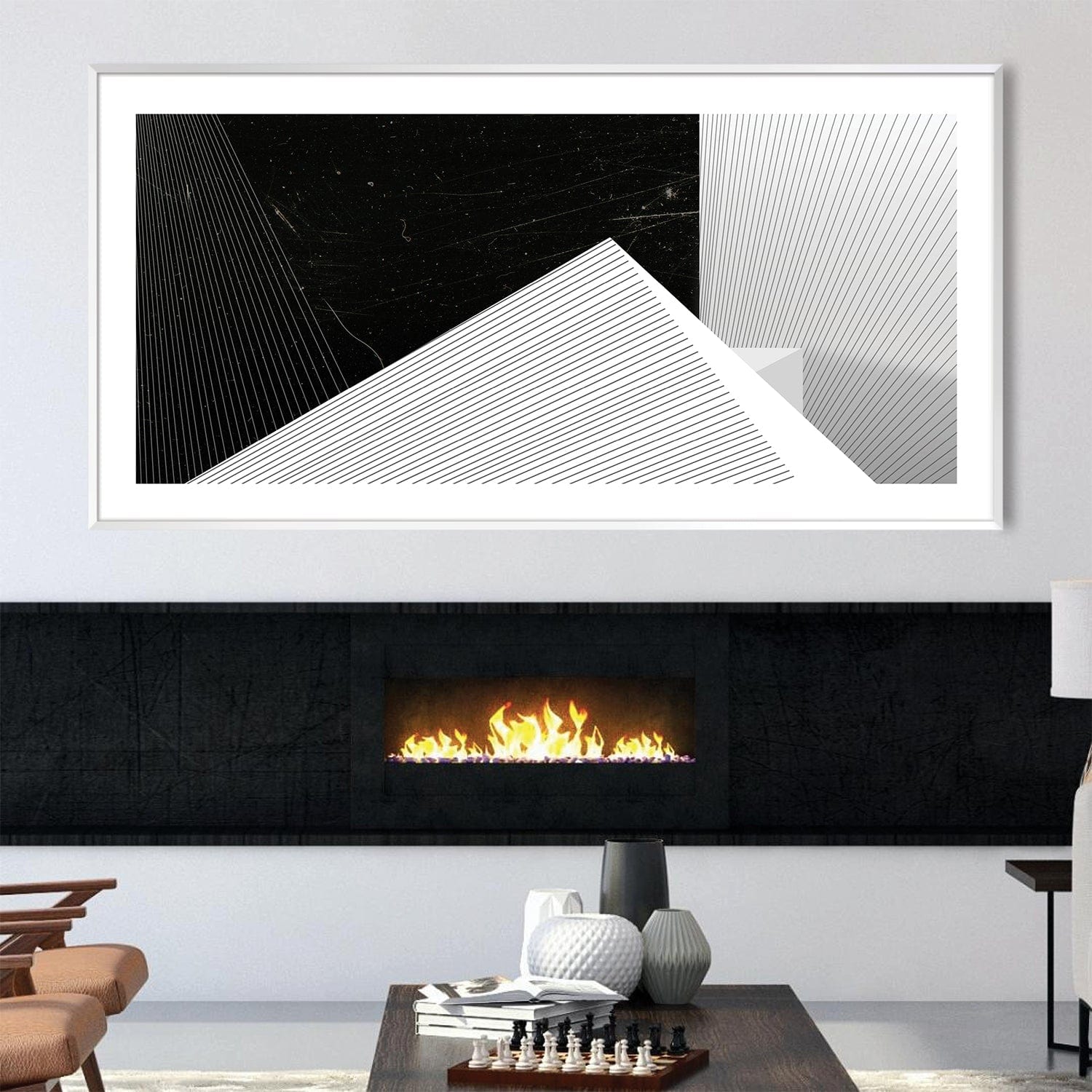 Noir Geometry Canvas Art Clock Canvas