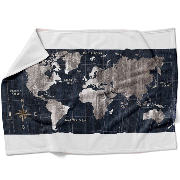 Noir Map Blanket Blanket 75 x 100cm Clock Canvas