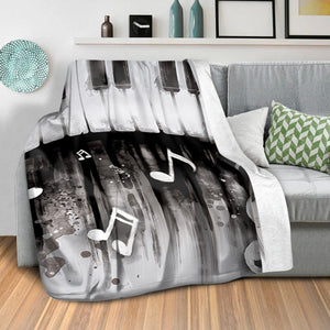 Noir Piano Blanket Blanket Clock Canvas