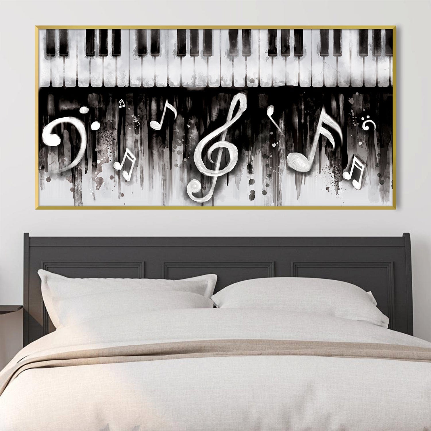 Noir Piano Canvas Art Clock Canvas