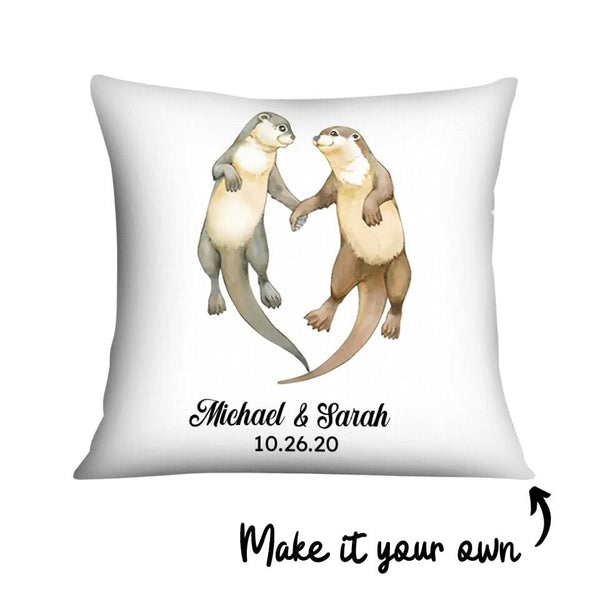 Otter Love Cushion Customizer Square Cushion / Polyester Linen / 45 x 45cm Clock Canvas