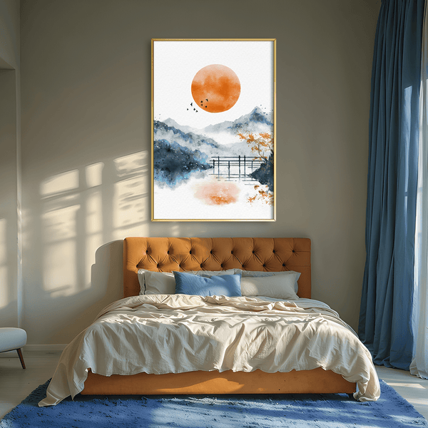 Over Kyoto Mountains Canvas Art Clock Canvas
