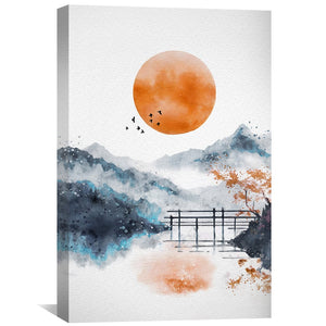 Over Kyoto Mountains Canvas Art Clock Canvas