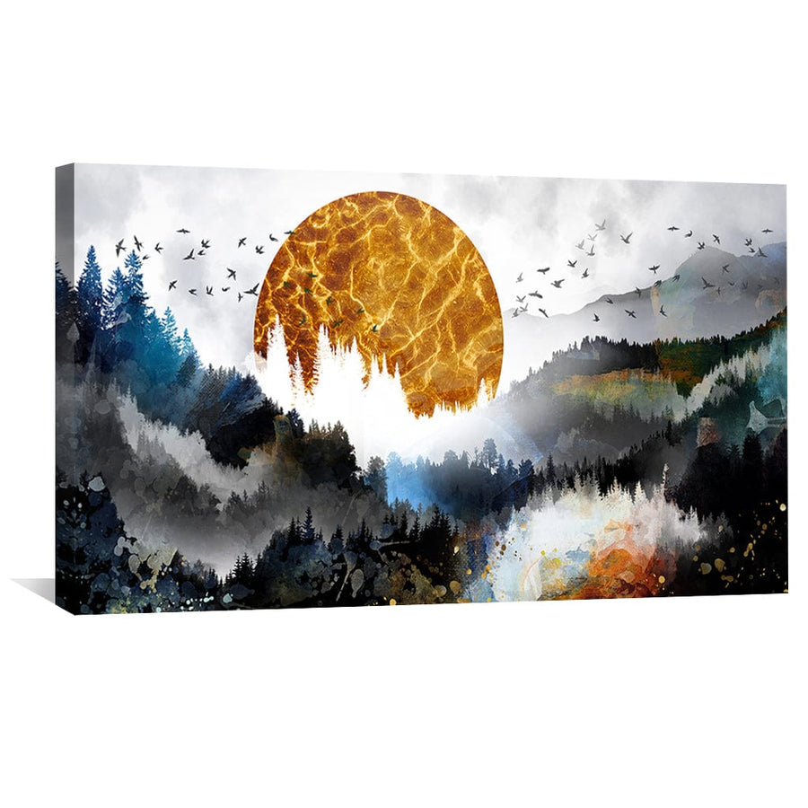 Over the Forest Abstract Canvas Art Clock Canvas