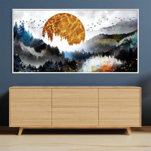 Over the Forest Abstract Canvas Art Clock Canvas